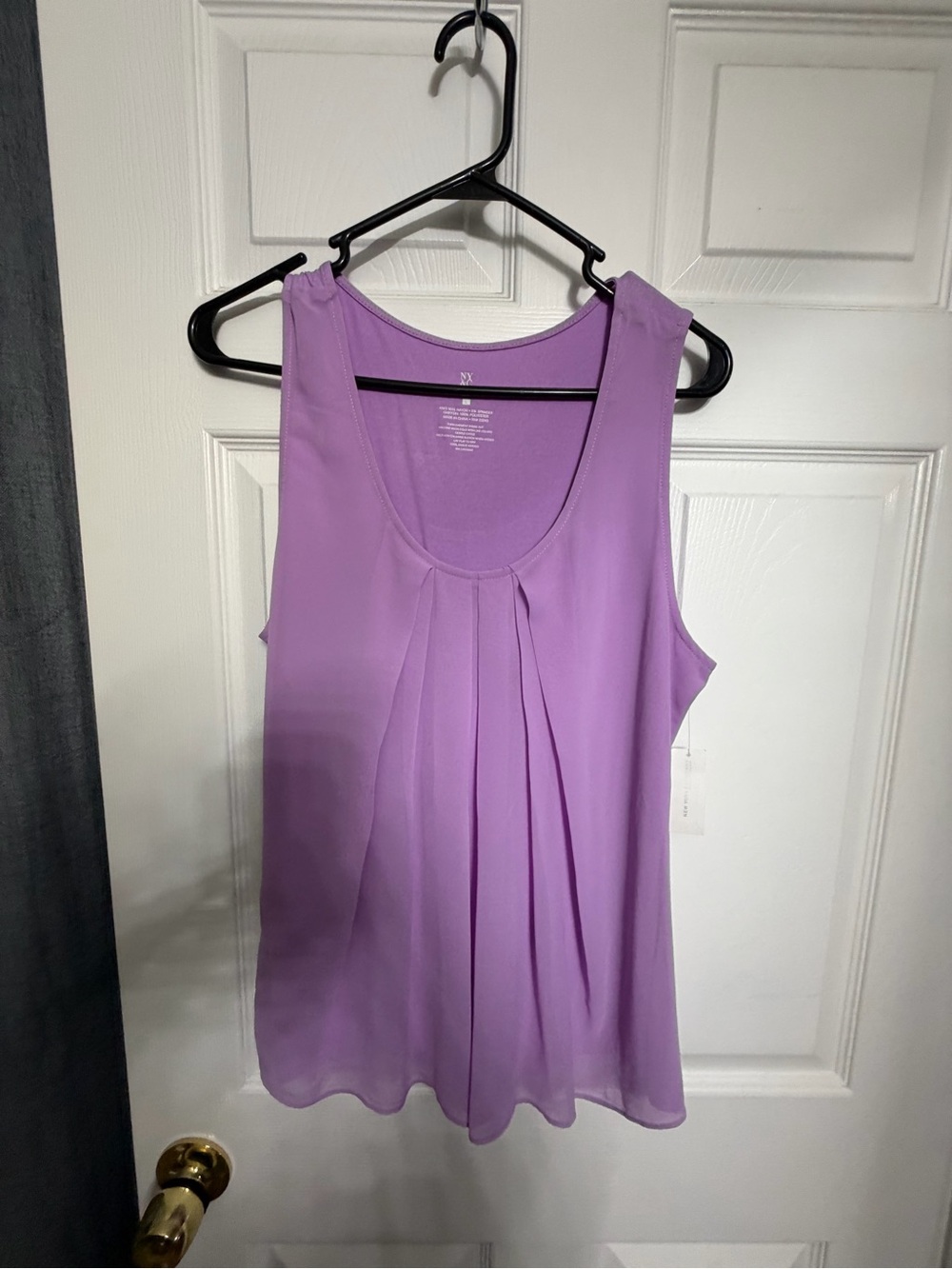 New York & Company Lavender Pleated Sleeveless Blouse